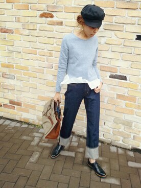 「フレンチカジュアル」｜「アイテム（キャスケット）」を使った、maiさん（レディース・165cm）の冬コーディネート