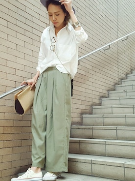 「SLOBE IENA（スローブイエナ）のアイテム（ハット）」を使った、maiさん（レディース・165cm）の春コーディネート