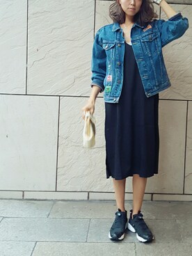 「Reebok（リーボック）のユニセックス リーボック インスタ ポンプフューリー ブラック Reebok INSTAPUMP FURY OG V65750（スニーカー）」を使った、maiさん（レディース・165cm）の秋コーディネート