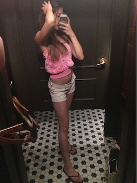「Abercrombie&Fitch（アバークロンビーアンドフィッチ）のアイテム（その他シューズ）」を使った、jasmineさん（レディース・163cm）の夏コーディネート