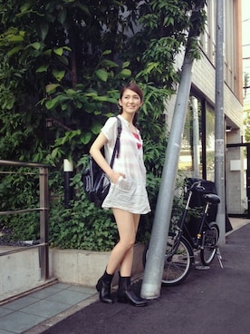 「アレキサンダーワン」｜「アイテム（ブーツ）」を使った、片桐ゆたかさん（レディース・172cm）の春コーディネート