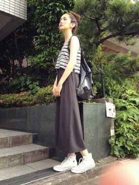 「PLAIN CLOTHING（プレーンクロージング）のアイテム（ワンピース/ドレス）」を使った、片桐ゆたかさん（レディース・172cm）の夏コーディネート