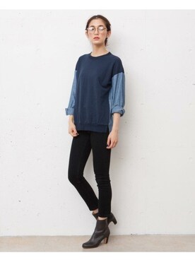 「PLAIN CLOTHING（プレーンクロージング）のアイテム（スウェット）」を使った、片桐ゆたかさん（レディース・172cm）の夏コーディネート