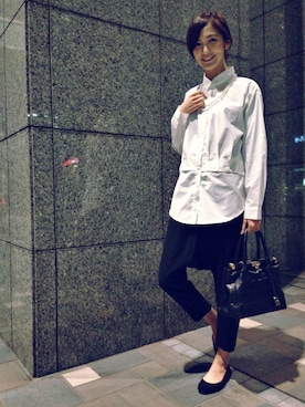 「PLAIN CLOTHING（プレーンクロージング）のアイテム（パンツ）」を使った、片桐ゆたかさん（レディース・172cm）の秋コーディネート