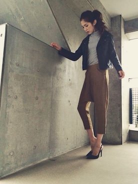 「PLAIN CLOTHING（プレーンクロージング）のアイテム（パンツ）」を使った、片桐ゆたかさん（レディース・172cm）の秋コーディネート