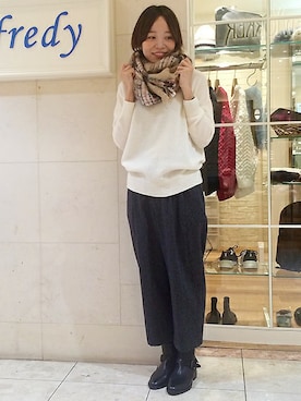 「FREDY&GLOSTER（フレディアンドグロスター）のアイテム」を使った、にのさん（レディース・162cm）の冬コーディネート