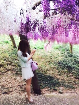 「アイテム（アナログ腕時計、ピンク系）」を使った、fuuさん（レディース・158cm）の夏コーディネート