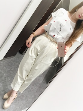 「アイテム（アナログ腕時計、ピンク系）」を使った、fuuさん（レディース・158cm）の夏コーディネート