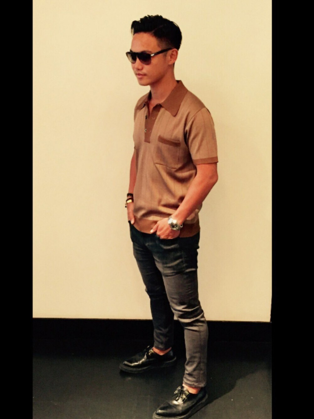 「vintage、rock、60s、newyork、menswear、Marshalllinstyle、mensfashion、Saint Laurent、persol、sunglasses_vouge」｜「persolのアイテム（サングラス、ブラウン系）」を使った、Mwearさん（メンズ・170cm）の夏コーディネートの1枚目の写真
