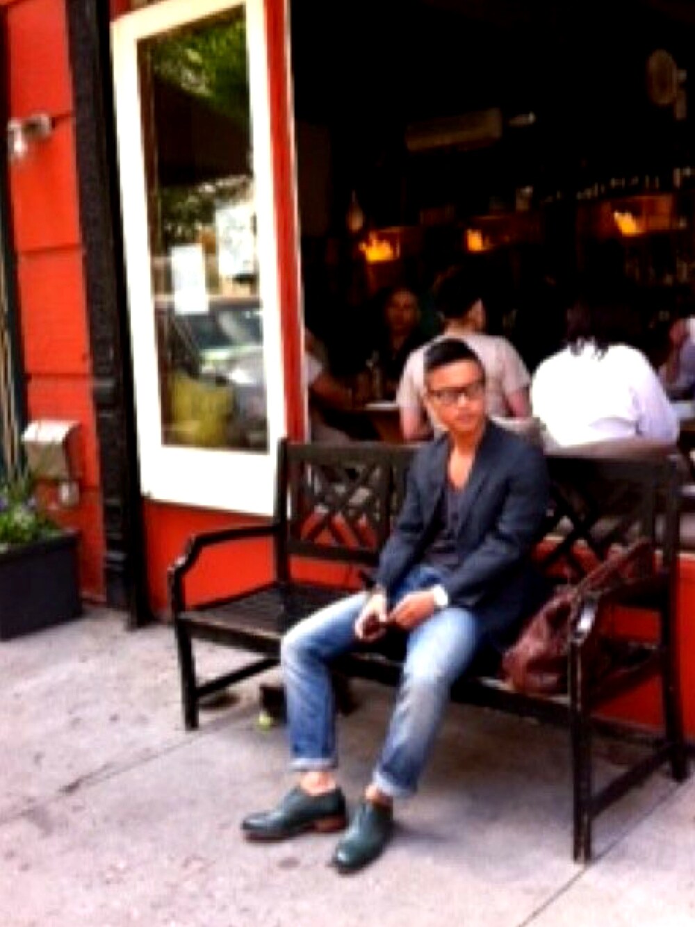「street、ray ban、LEVIS VINTAGE CLOTHING、Duckie Brown、NYC、SOHO、men、menswear」｜「duckie brownのアイテム（ドレスシューズ、グリーン系）」を使った、Mwearさん（メンズ・170cm）の夏コーディネートの1枚目の写真
