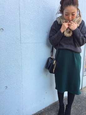 「PLAIN CLOTHING（プレーンクロージング）のアイテム（ブーツ）」を使った、norie_mixさん（レディース・155cm）の冬コーディネート