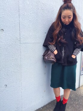 「PLAIN CLOTHING（プレーンクロージング）のアイテム（ブーツ）」を使った、norie_mixさん（レディース・155cm）の冬コーディネート