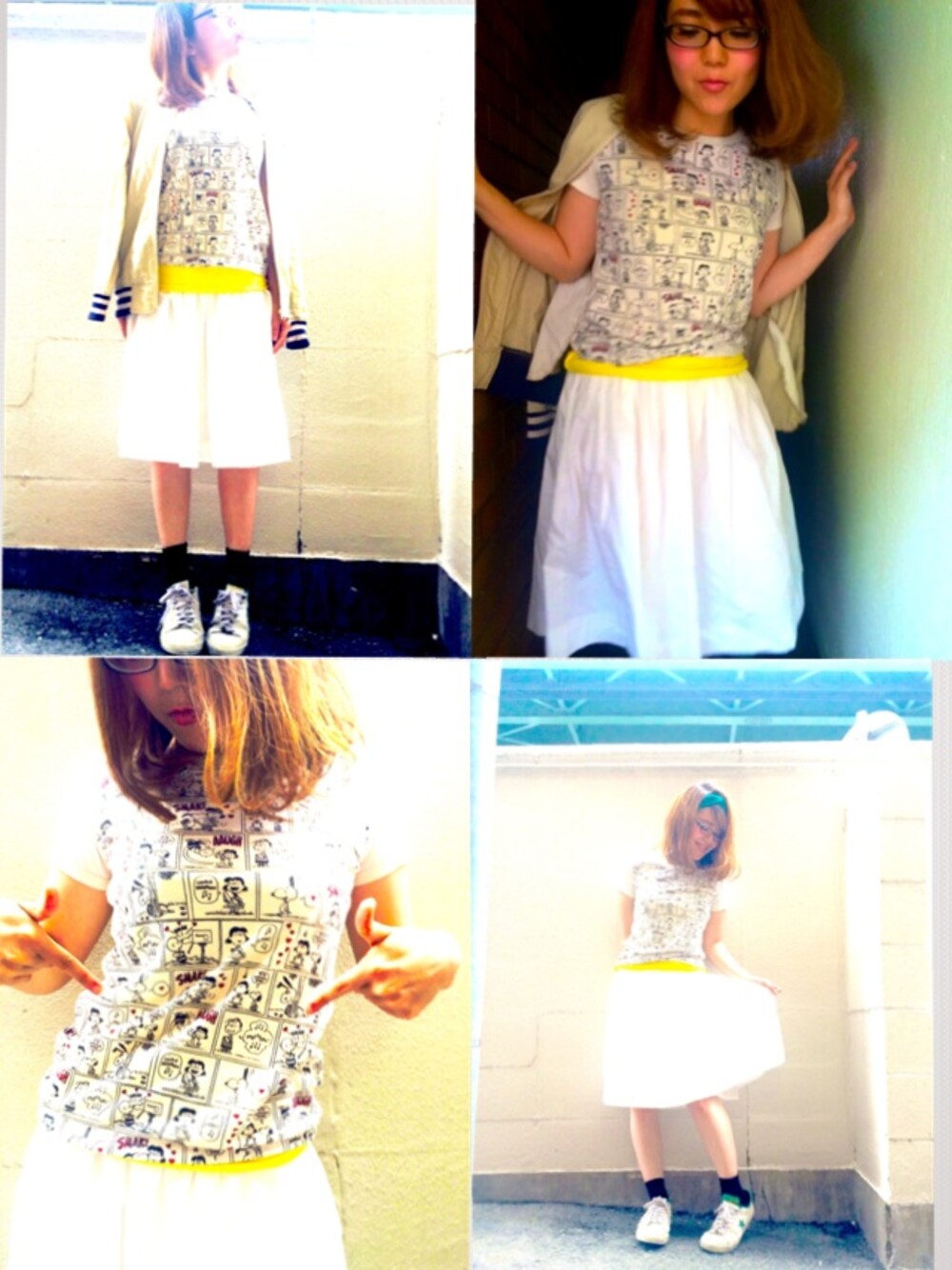 ベージュ系のスタジャンを着用したレディースの夏コーディネートの1枚目の写真