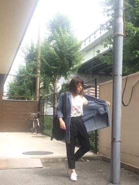 「ホワイトスニーカー」｜「アイテム（デニムジャケット）」を使った、♥︎KAYA♥︎さん（レディース・156cm）の夏コーディネート