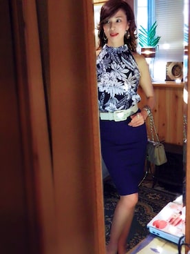「アイテム（音楽/本・雑誌、ブルー系）」を使った、naoccinaさん（レディース・170cm）の夏コーディネート