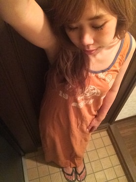 「しまむら（シマムラ）のアイテム（ビーチサンダル）」を使った、harunaさん（レディース・161cm）の夏コーディネート