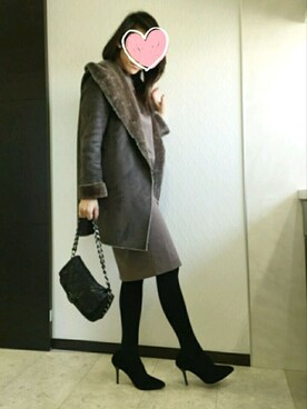 「しまむら（シマムラ）のアイテム（ムートンコート）」を使った、momoさん（レディース・164cm）の秋コーディネート