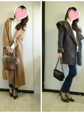 「しまむら（シマムラ）のアイテム（ムートンコート）」を使った、momoさん（レディース・164cm）の冬コーディネート