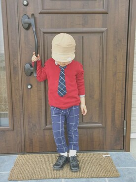 「おめかしコーデ」｜「アイテム（キャップ）」を使った、クッキーマンさん（キッズ・100cm）の春コーディネート