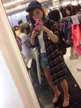 「LILY BROWN（リリーブラウン）のアイテム（シャツワンピース）」を使った、RINAさん（レディース・164cm）の夏コーディネート