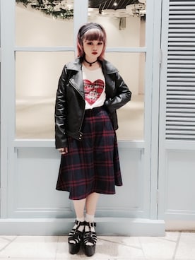 「osewaya」｜「アイテム（ライダースジャケット）」を使った、NIA ACIDIAさん（レディース・150cm）の冬コーディネート
