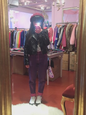 「WC（ダブル シー）のアイテム（デニムパンツ）」を使った、ユ  ナさん（レディース・154cm）の秋コーディネート