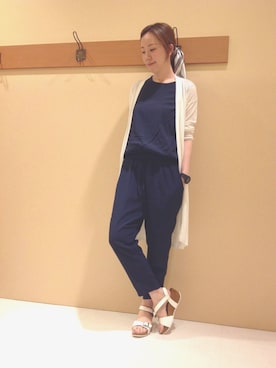 「バンダナ」｜「アイテム（つなぎ/オールインワン）」を使った、やましさん（レディース・165cm）の春コーディネート