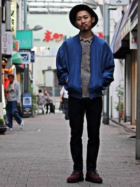 「シルク」｜「アイテム（ブルゾン）」を使った、Takamyさん（メンズ・172cm）の秋コーディネート