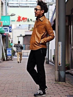 「黒タートルネック」｜「アイテム（その他アウター）」を使った、Takamyさん（メンズ・172cm）の冬コーディネート