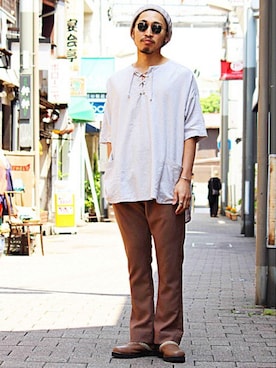「SUNDAY WORKS（サンデーワークス）のアイテム」を使った、Takamyさん（メンズ・172cm）の春コーディネート