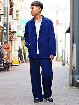 「パジャマ」｜「アイテム（セットアップ）」を使った、Takamyさん（メンズ・172cm）の春コーディネート