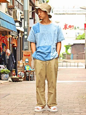 「SUNDAY WORKS（サンデーワークス）のアイテム」を使った、Takamyさん（メンズ・172cm）の夏コーディネート