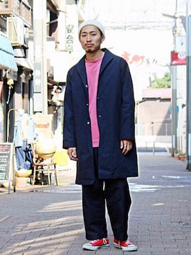 「NECESSARY or UNNECESSARY（ネセサリーオアアンネセサリー）のアイテム（その他アウター）」を使った、Takamyさん（メンズ・172cm）の秋コーディネート