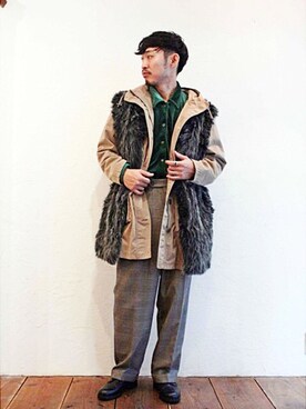 「ファーベスト」｜「アイテム（その他アウター）」を使った、Takamyさん（メンズ・172cm）の冬コーディネート