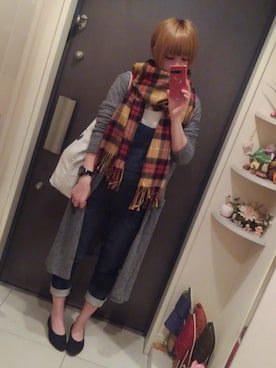 「トートバック」｜「アイテム（オールインワン・サロペット）」を使った、りるさん（レディース・156cm）の秋コーディネート