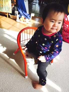 「アイテム（レッグウォーマー、ブラック系）」を使った、ムギちゃんさん（キッズ・80cm）の秋コーディネート