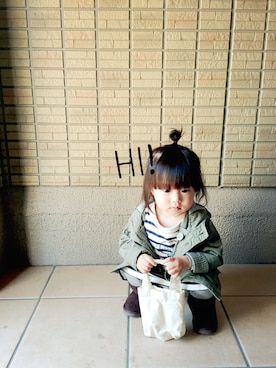 「babygap」｜「アイテム（ミリタリージャケット）」を使った、ゆずたんさん（キッズ・80cm）の秋コーディネート