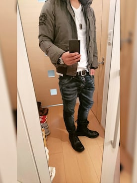 「SCOTCH & SODA（スコッチ アンド ソーダ）のアイテム（ミリタリージャケット）」を使った、こばひでさん（メンズ・175cm）の秋コーディネート
