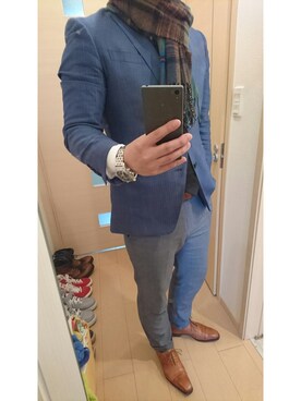 「Santoni」｜こばひでさん（メンズ・175cm）の冬コーディネート