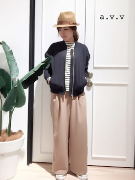「a.v.v（アーヴェヴェ）のアイテム（帽子）」を使った、mio☻miloさん（レディース・156cm）の秋コーディネート