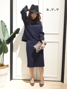 「ニットアップ」｜「アイテム（帽子）」を使った、mio☻miloさん（レディース・156cm）の秋コーディネート