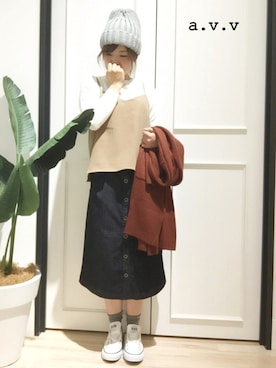 「a.v.v（アーヴェヴェ）のアイテム」を使った、mio☻miloさん（レディース・156cm）の秋コーディネート