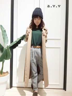 「a.v.v（アーヴェヴェ）のアイテム（帽子）」を使った、mio☻miloさん（レディース・156cm）の秋コーディネート