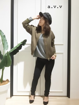 「a.v.v（アーヴェヴェ）のアイテム（ブルゾン）」を使った、mio☻miloさん（レディース・156cm）の秋コーディネート