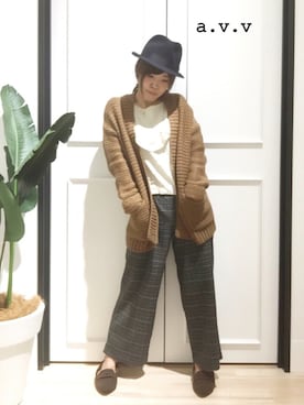 「a.v.v（アーヴェヴェ）のアイテム（帽子）」を使った、mio☻miloさん（レディース・156cm）の秋コーディネート