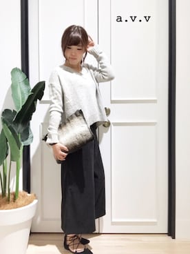 「a.v.v（アーヴェヴェ）のアイテム（バッグ）」を使った、mio☻miloさん（レディース・156cm）の秋コーディネート