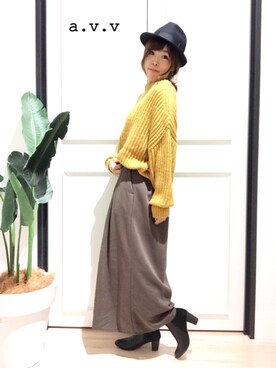 「マスタード」｜「アイテム（ブーティ）」を使った、mio☻miloさん（レディース・156cm）の秋コーディネート