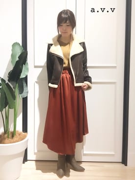 「ネイル」｜「アイテム（ライダースジャケット）」を使った、mio☻miloさん（レディース・156cm）の秋コーディネート