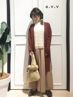 「a.v.v（アーヴェヴェ）のアイテム（バッグ）」を使った、mio☻miloさん（レディース・156cm）の秋コーディネート