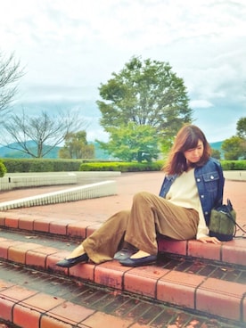 「green label relaxing（グリーンレーベルリラクシング）のアイテム（ピアス（両耳用））」を使った、mio☻miloさん（レディース・156cm）の秋コーディネート